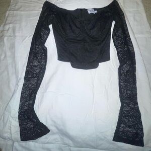 Princess Polly Black Lace Off-Shoulder Crop Top